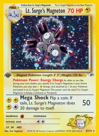 Image of Lt. Surge's Magneton 008/132  - Unlimited Holofoil Gym Heroes - Holo Rare