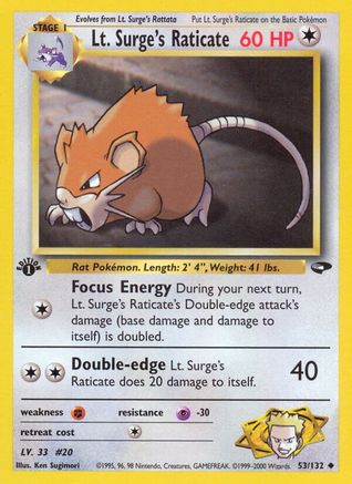 Image of Lt. Surge's Raticate 053/132  - Unlimited Gym Challenge - Uncommon