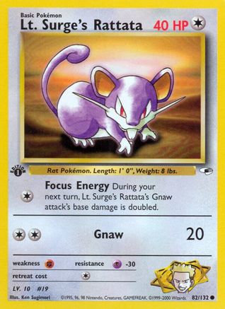 Image of Lt. Surge's Rattata 082/132  - Unlimited Gym Heroes - Common