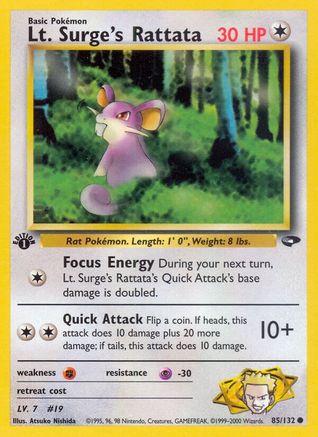 Image of Lt. Surge's Rattata 085/132  - Unlimited Gym Challenge - Common