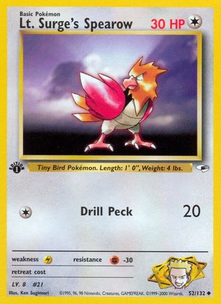 Image of Lt. Surge's Spearow (52) 052/132  - Unlimited Gym Heroes - Uncommon