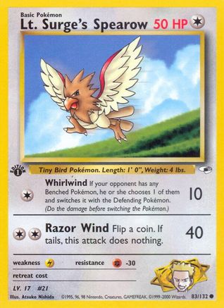 Image of Lt. Surge's Spearow (83) 083/132  - Unlimited Gym Heroes - Common