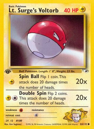 Image of Lt. Surge's Voltorb 084/132  - 1st Edition Gym Heroes - Common