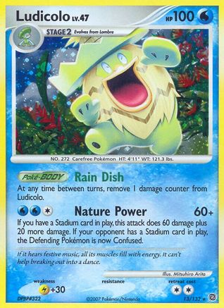 Image of Ludicolo 013/132  - Reverse Holofoil Secret Wonders - Holo Rare