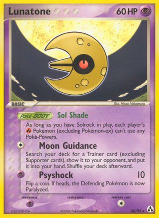 Image of Lunatone 020  - Reverse Holofoil Legend Maker - Rare
