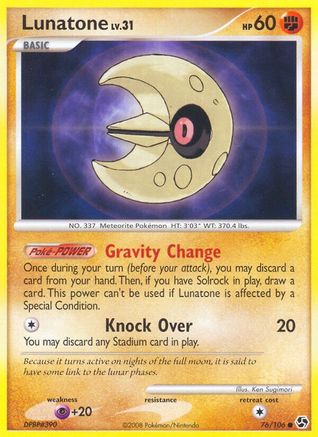 Image of Lunatone 076  - Reverse Holofoil Great Encounters - Common