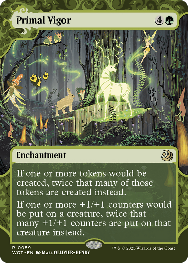 Image of Primal Vigor (WOT-059) - Wilds of Eldraine: Enchanting Tales: (Showcase) (Borderless) Foil