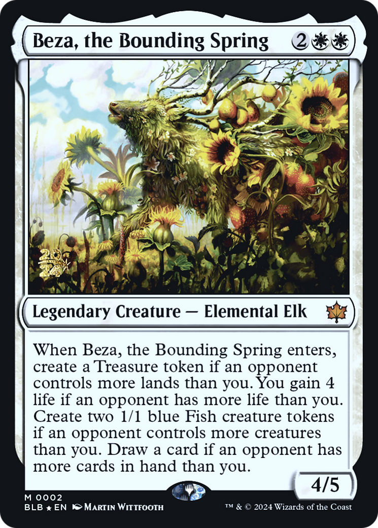 Image of Beza, the Bounding Spring (PRE-002) - Bloomburrow Promos Foil