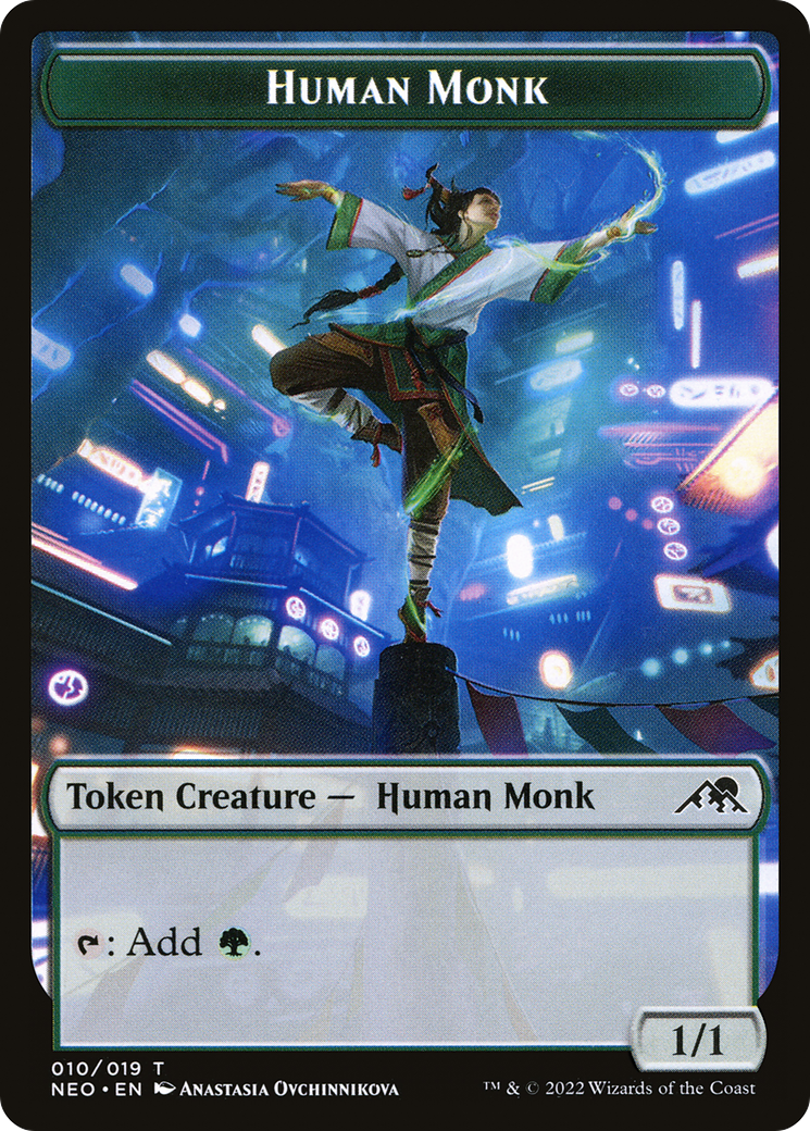 Image of Human Monk Token (NEO-010) - Kamigawa: Neon Dynasty Tokens