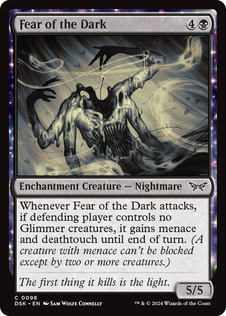 Image of Fear of the Dark (DSK-098) - Duskmourn: House of Horror: (enchantment) Foil