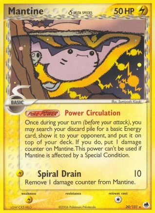 Image of Mantine (Delta Species) 020/101  - Reverse Holofoil Dragon Frontiers - Rare