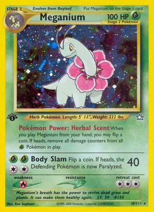 Image of Meganium (10) 010/111  - 1st Edition Holofoil Neo Genesis - Holo Rare