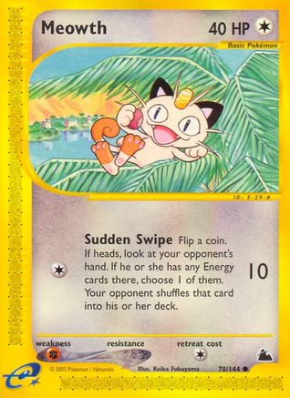 Image of Meowth 078  - Reverse Holofoil Skyridge - Common