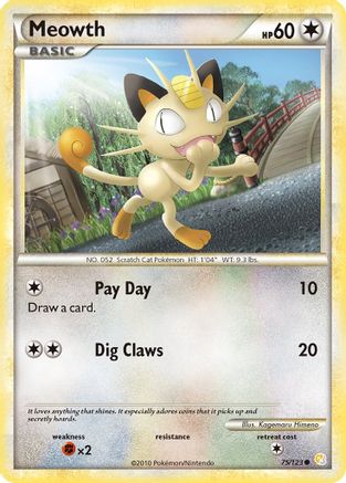 Image of Meowth 075/123  HeartGold SoulSilver - Common