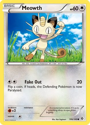 Image of Meowth 106  - Reverse Holofoil Boundaries Crossed - Common