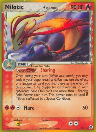 Image of Milotic (Delta Species) 005/101  - Reverse Holofoil Dragon Frontiers - Holo Rare