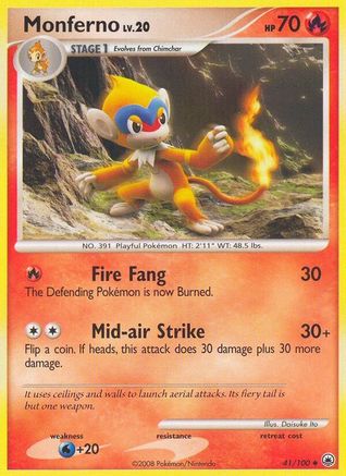 Image of Monferno 041  - Reverse Holofoil Majestic Dawn - Uncommon