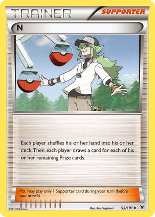 Image of N (Supporter) 092/101  - Reverse Holofoil Noble Victories - Uncommon