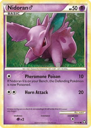 Image of Nidoran M 070/102  - Reverse Holofoil Triumphant - Common