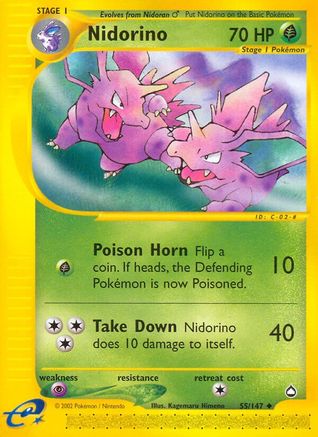 Image of Nidorino 055/147  - Reverse Holofoil Aquapolis - Uncommon