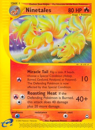 Image of Ninetales 025/147  - Reverse Holofoil Aquapolis - Rare