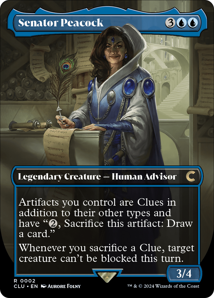 Image of Senator Peacock (Borderless) (CLU-002) - Ravnica: Clue Edition (Borderless)