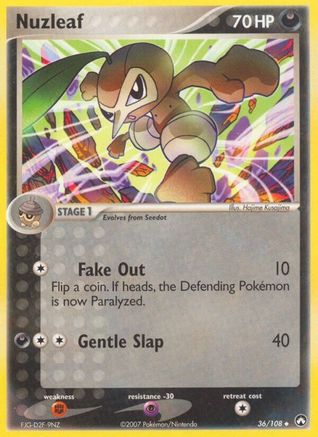 Image of Nuzleaf 036/108  - Reverse Holofoil Power Keepers - Uncommon