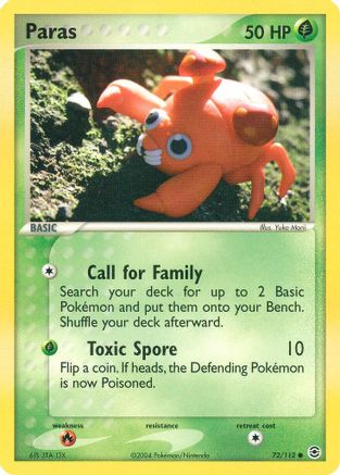 Image of Paras 072/112  - Reverse Holofoil FireRed & LeafGreen - Common