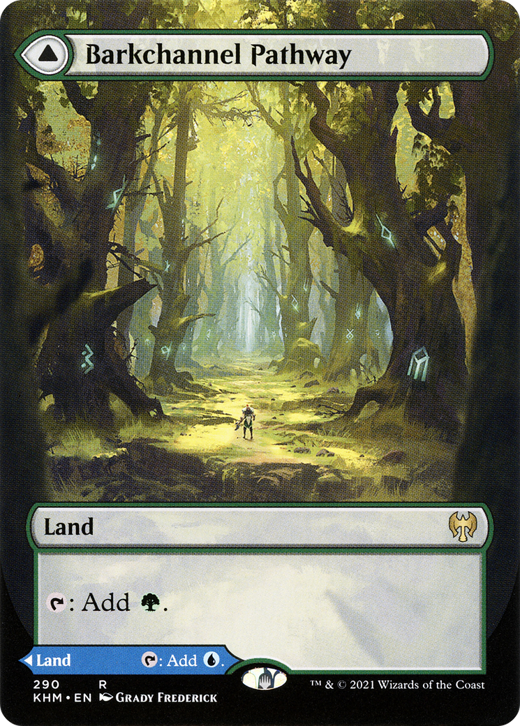 Image of Barkchannel Pathway (Borderless) (KHM-290) - Kaldheim: (Showcase) (Borderless) Foil