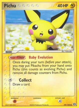 Image of Pichu 059/106  - Reverse Holofoil Emerald - Common