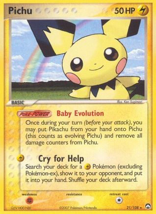 Image of Pichu 021/108  - Reverse Holofoil Power Keepers - Rare