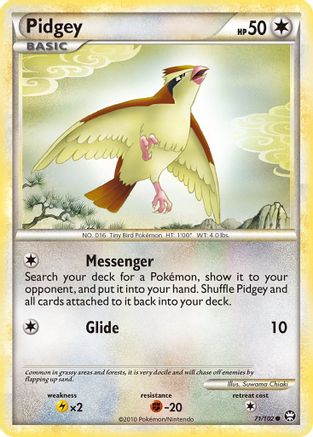 Image of Pidgey 071/102  - Reverse Holofoil Triumphant - Common
