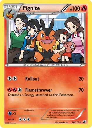 Image of Pignite 026/113  - Reverse Holofoil Legendary Treasures - Uncommon