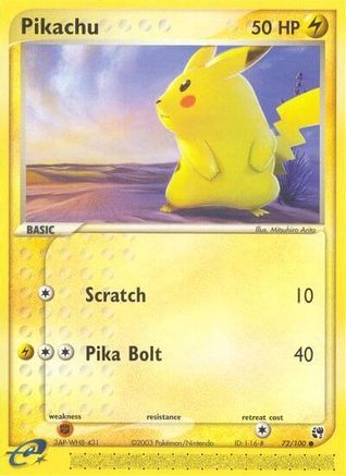 Image of Pikachu 072/100  - Reverse Holofoil Sandstorm - Common