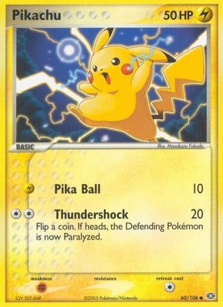Image of Pikachu 060/106  - Reverse Holofoil Emerald - Common