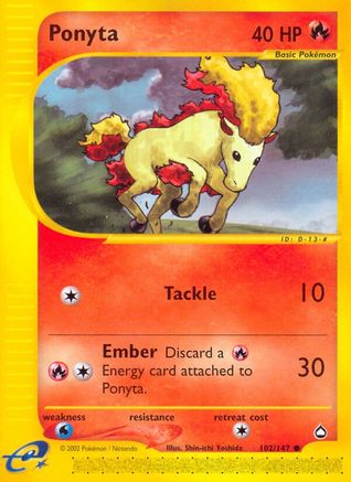 Image of Ponyta 102  - Reverse Holofoil Aquapolis - Common