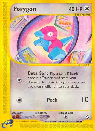 Image of Porygon (103a) 103a/147  - Reverse Holofoil Aquapolis - Common