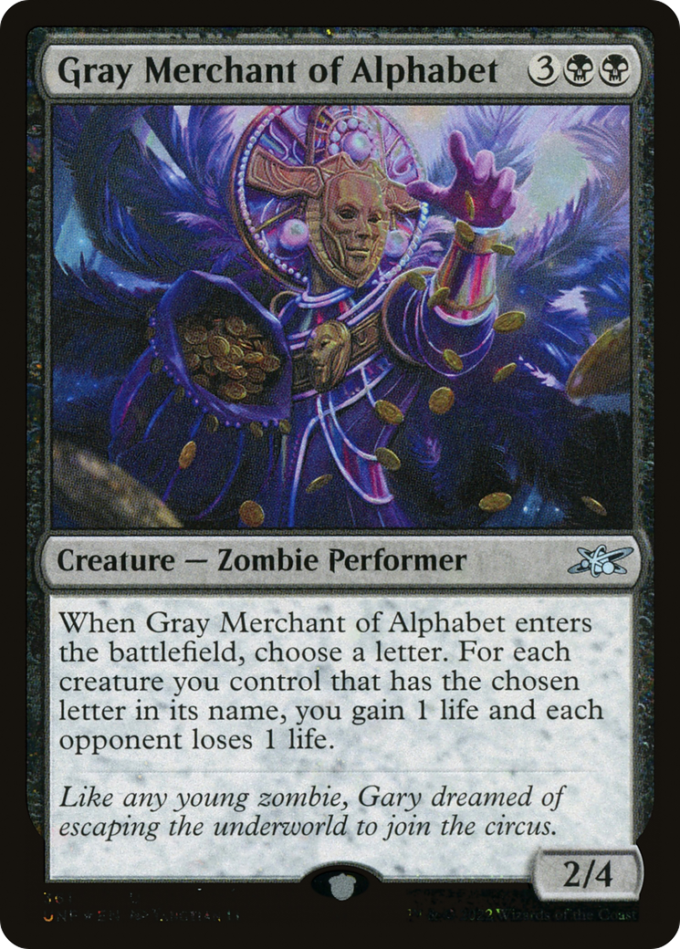 Image of Gray Merchant of Alphabet (Galaxy Foil) (UNF-361) - Unfinity Foil