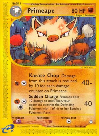 Image of Primeape 029  - Reverse Holofoil Aquapolis - Rare
