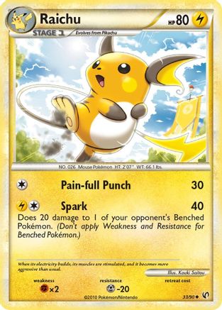 Image of Raichu 033  - Reverse Holofoil Undaunted - Uncommon