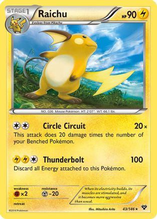 Image of Raichu 043  - Reverse Holofoil XY Base Set - Holo Rare