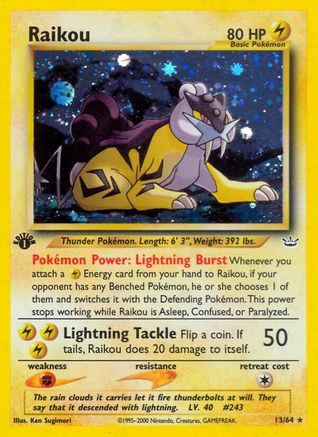 Image of Raikou (13) 013/64  - 1st Edition Holofoil Neo Revelation - Holo Rare