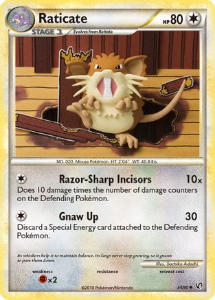 Image of Raticate 034/90  - Reverse Holofoil Undaunted - Uncommon