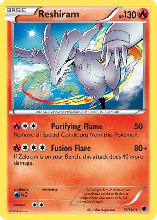 Image of Reshiram 017/116  - Holofoil Plasma Freeze - Holo Rare