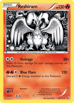 Image of Reshiram 028/113  - Holofoil Legendary Treasures - Holo Rare