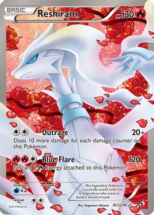Image of Reshiram (Full Art) RC22/RC25  - Holofoil Legendary Treasures Radiant Collection - Ultra Rare