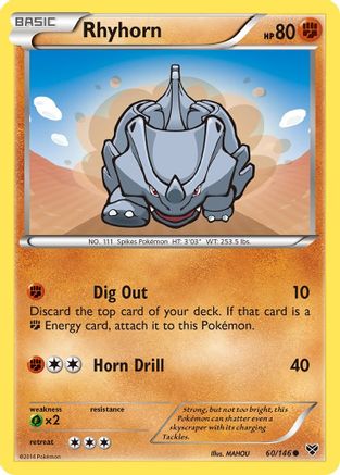 Image of Rhyhorn 060  - Reverse Holofoil XY Base Set - Common