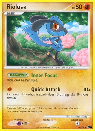 Image of Riolu 016  - Reverse Holofoil POP Series 8 - Common