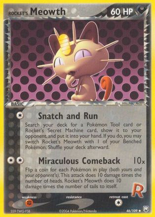 Image of Rocket's Meowth 046/109  - Reverse Holofoil Team Rocket Returns - Uncommon