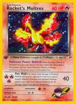Image of Rocket's Moltres 012/132  - Unlimited Holofoil Gym Heroes - Holo Rare
